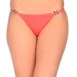 DSQUARED2 Red Bikini Bottoms w gold accents Size 4 NWT